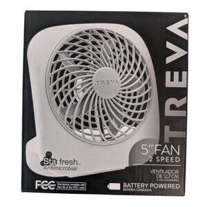 Treva 5" 2-Speed Portable Battery-Powered Fan With Adjustable Tilt & Sta-Fresh A